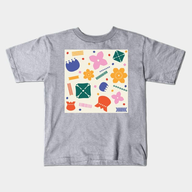 Nordic Papercut Flowers Kids T-Shirt by Kristiina Almy